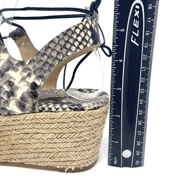 MICHAEL KORS Brown Gray Snake Print Sofia Espadrille Wedge Platform High Heels - Picture 3 of 11